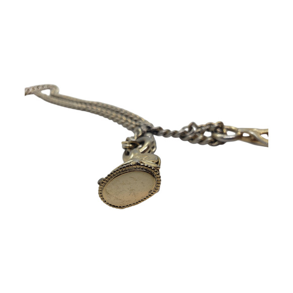 Vintage Wax Seal Watch Double Fob Lariat Necklace 1950s Emmons Georgian Chunky - Picture 3 of 16